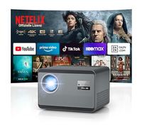 【Netflix Certifié】 1200 ANSI Smart Vidéoprojecteur 4k Supporté avec Various Official TV Apps, Auto Focus/Correction trapézoïdale Full HD 1080P WiFi6 Bluetooth pour Home Cinema/Outdoor Handy Projecteur