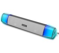 NETG-Enceintes Pc Theorem 3 Blanches, Barre De Son Pour Pc - Alimentation Usb, Barre De Son Sous Moniteur Avec Crête De 12 W, 5 Modes De Couleur, Contrôleur En Ligne - Enceintes Pour Pc De Bureau