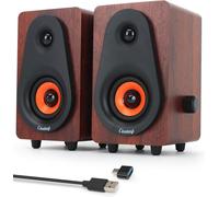 NETG-Haut-Parleurs 2.0 En Bois Pour Pc Ou Portable, Alimentés Par Usb, Avec Basses Profondes. Convient Aux Ordinateurs De Bureau Et Portables, Avec Membranes 2X2 Intégrées (C5203-Fr)