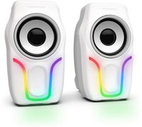 NETG-Hoopond Haut-Parleurs D'Ordinateur, Haut-Parleurs Pc Alimentés Par Usb 2.0 Contrôle Du Volume Stéréo, Effet Rétroéclairé Par 6 Led Rvb, Mini Haut-Parleurs De Jeu Portables Filaires Avec 3,5 Mm