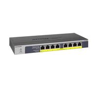 NETGEAR GS108LP Non-géré Gigabit Ethernet (10/100/1000) Connexion Ethernet, supportant l'alimentation via ce port (PoE) 1U Noir, Gris