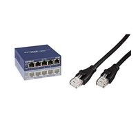 Netgear GS105 Switch Ethernet 5 Ports Métal Gigabit (10/100/1000), pour Une Connectivité Simple et Abordable, Protection ProSAFE & Amazon Basics Câble réseau Ethernet RJ45 catégorie 6-3 m