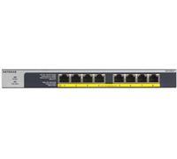 NETGEAR GS108LP Non-géré Gigabit Ethernet (10/100/1000) Connexion Ethernet, supportant l'alimentation via ce port (PoE) 1U Noir, Gris