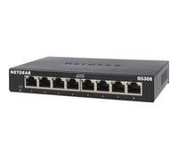 NETGEAR (GS308) Switch Ethernet 8 Ports RJ45 Métal Gigabit(10/100/1000),switch RJ45, Plug-and-Play, silencieux sans ventilateur , positionnement sur un bureau ou au mur