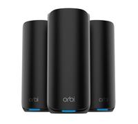 NETGEAR Orbi | Système Mesh WiFi 7 (RBE873B) | 3-Pack, Jusqu'à 21 Gbps, couvre jusqu'à 600 m² et 150 appareils | Port Internet 10Gb, Tri-Band BE21000,Compatible murs épais et toutes Box internet, Noir