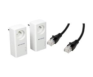 NETGEAR PLP1000-100FRS Pack de 2 Prises CPL 1000 Mbps avec Prise filtrée et Port Ethernet, idéal pour Le Multi-TV & Amazon Basics Câble réseau Ethernet RJ45 catégorie 6-3 m