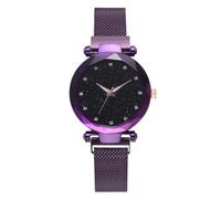 NethCasti Femmes de Montres de Quartz Mouvement en Acier Inoxydable Montre à Un Cadran étoilé cadavre Violet