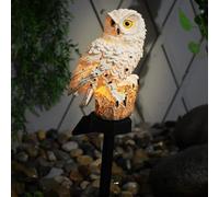 NethCasti Lumière Solaire de Hibou avec pieu 6x18 Pouces Chouette Solaire réaliste avec Texture à Plumes IP55 IP55 Affiches LED Blanches Chaudes pour extérieur, pelouse, cheminement, Cour