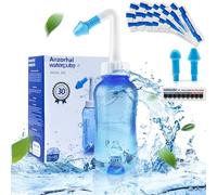 Neti Pot de nez avec sel et pot de rinçage pour le nez 300 ml Neti Pot Sinus avec 30 sachets de sel de rinçage nasal et autocollants thermomètres Neti Pot pour adultes et enfants