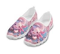 NETILGEN Chaussures décontractées en maille pour femme - Respirantes - Légères - Antidérapantes - Chaussures de tennis et de randonnée - Chaussures d'entraînement, Fleur d'axolotl d'eau, 38 EU