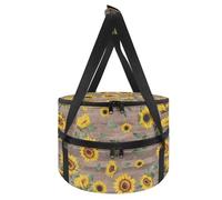 NETILGEN Cocotte portable pour aliments chauds ou froids, porte-cocottes à deux étages pour lasagnes, pochettes, pique-niques, sac à déjeuner, Grain de bois de tournesol