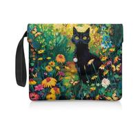 NETILGEN Couverture de livre pour carnet de notes, livre de texte, couverture de livre pochette pour livre Nerd Cadeau pour les amateurs de livres, adolescentes, femmes adultes, femmes, chat noir,