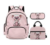 NETILGEN Ensemble de 3 sacs à dos d'école pour filles avec trousse isotherme, koala, L, Décontracté