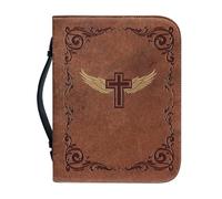 NETILGEN Grande housse de bible en cuir synthétique pour femmes, hommes, filles, housse de transport pour livres, sac d'église, cadeaux chrétiens, Croix colombe de la paix, 2XL-22.9x30.5 cm