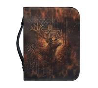 NETILGEN Grande housse de bible en cuir synthétique pour femmes, hommes, filles, housse de transport pour livres, sac d'église, cadeaux chrétiens, renne, M-23.4X16 cm