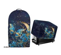 NETILGEN Housse anti-poussière pour comptoir de cuisine avec cordon de serrage et ourlet matelassé pour grille-pain et four - Housse de protection pour petits appareils de cuisine - Motif lune bleue