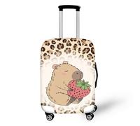 NETILGEN Housse de bagage de voyage Protecteur de valise Housses de roue Épaisseur élastique Protections de bagages avec fermeture éclair Fond, Léopard Capibara, L(25"-29")