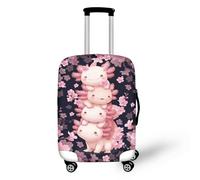NETILGEN Housse de bagage de voyage Protecteur de valise Housses de roue Épaisseur élastique Protections de bagages avec fermeture éclair Fond, Axolotl Fleurs de cerisier, L(25"-29")