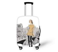 NETILGEN Housse de bagage de voyage Protecteur de valise Housses de roue Épaisseur élastique Protections de bagages avec fermeture éclair Fond, Dame de rue, XL(30"-32")