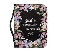 NETILGEN Housse de bible en cuir synthétique pour femmes et filles, sac d'église avec poignée et fermeture éclair, résistant aux taches - God is Within Her She Will Not Fall