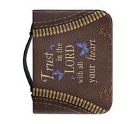 NETILGEN Housse de bible en cuir synthétique pour femmes et filles, sac d'église avec poignée et fermeture éclair, résistant aux taches - Faites confiance au Seigneur avec tout votre cœur