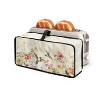 NETILGEN Housse de grille-pain fine vintage à motif floral colibri universel pour grille-pain à 2 tranches avec poignée supérieure pour garder les petits appareils de cuisine propres et bien rangés