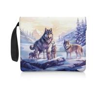 NETILGEN Housse de livre pour livre de poche à couverture rigide avec poignée de transport, cadeau pour les amateurs de livres, femmes, filles, enfants, adolescents et adultes, loup neige