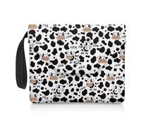 NETILGEN Housse de protection de livre lavable avec bouton pour livre de poche, carnet de notes, livre de texte, lavable et réutilisable, vache au lait noire