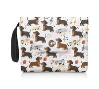 NETILGEN Housse de protection de livre pour les amateurs de lecture, couverture lavable avec poignée de transport rembourrée, cadeau pour lecteur de lecteur 30 x 24 cm, teckel musique