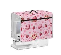 NETILGEN Housse de protection matelassée pour machine à coudre Raspberry Love Hearts avec poignée latérale et supérieure transparente, housse matelassée pour machines à coudre domestiques, décoration