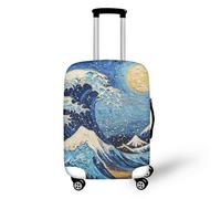 NETILGEN Housse de protection pour bagages de voyage - Épaisseur élastique - Avec fermeture éclair en bas, Wave Van Gogh, M(22"-24")