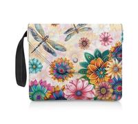 NETILGEN Housse de protection pour livre de poche, carnet de notes, journal de la Bible, texte, pochette lavable, sac à livres, sac à livres, cadeau d'amoureux, libellule, fleur bohème