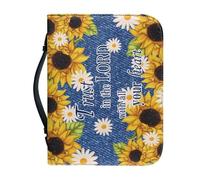 NETILGEN Housses de bible en cuir avec inscription « Trust in The Lord with All Your Heart » - Pour homme et femme - Étui de protection avec poignée
