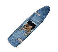 NETILGEN Housses de protection modernes pour planche à repasser avec bords élastiques et crochets inférieurs - Résistantes aux brûlures - Convient aux planches jusqu'à 150 x 55 cm - Motif chat denim