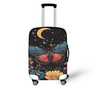 NETILGEN Housses de protection pour bagages - Housse de protection élastique anti-rayures avec fermeture éclair, Papillon Lune Floral, M(22"-24")