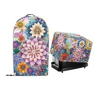 NETILGEN Lot de 2 housses anti-poussière pour appareils de cuisine pour comptoir, robot culinaire, mixeur et grille-pain, machine à pain, four, housse de protection contre la poussière motif floral
