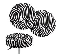 NETILGEN Lot de 2 housses de coussin de tabouret de bar rond avec bandes élastiques lavables et antidérapantes pour tabouret de bar rond, décoration d'intérieur, imprimé zèbre