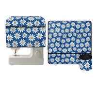 NETILGEN Lot de 2 housses pour machine à coudre avec ouverture sur le dessus et poche de rangement avant zippée, convient à la plupart des machines à coudre de taille standard, fleurs de marguerites