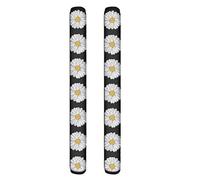 NETILGEN Lot de 2 protections antidérapantes pour poignée de porte de réfrigérateur ou four - Motif marguerites blanches - Pour garder votre appareil de cuisine propre des taches, des taches de