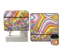 NETILGEN Lot de 2 tapis de machine à coudre matelassés et housse anti-poussière avec poche de rangement pour accessoires et ouverture sur le dessus, housse de protection anti-poussière pour machines à