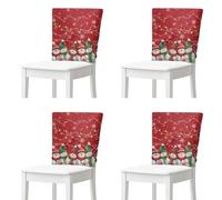 NETILGEN Lot de 4 housses amovibles et lavables pour chaises de salle à manger, cuisine, banquet, lumières de Noël, bonhomme de neige