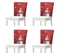 NETILGEN Lot de 4 housses de dossier de chaise de salle à manger, amovibles et lavables pour maison, fête, banquet, Noël - Imprimé bonhomme de neige mignon