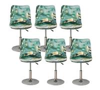 NETILGEN Lot de 6 housses de tabouret de comptoir, pour cuisine, salle à manger, café, pub - Décoration d'intérieur et d'extérieur - Marbre vert doré