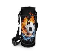 NETILGEN Pochette pour bouteille d'eau portable avec bandoulière réglable et poche pour les activités de plein air, Fire Water Soccer, Organiseur de sac