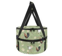 NETILGEN Porte-cocotte à double étage pour aliments chauds ou froids, porte-cocottes isothermes pour lasagnes, fêtes, pique-niques, Coq floral bleu