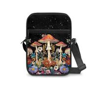 NETILGEN Sac à bandoulière en polyester pour femmes et filles, petit sac à bandoulière pour téléphone portable avec poche avant et sac à bandoulière réglable, Champignon escargot