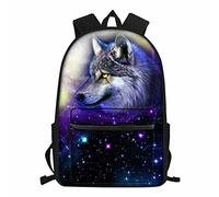 NETILGEN Sac à dos pour enfants, garçons et filles, sac à dos personnalisé pour la rentrée scolaire, Galaxy Wolf., taille unique