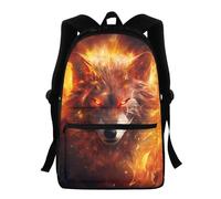 NETILGEN Sac à dos pour enfants, garçons et filles, sac à dos personnalisé pour la rentrée scolaire, Wolf Fire Orange, taille unique