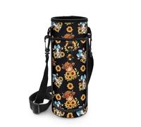 NETILGEN Sac de transport pour bouteille d'eau pour adolescentes, pochette portable avec sangle réglable et poche, Vache des Highlands Tournesol, Organiseur de sac
