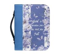 NETILGEN Sacs de transport en cuir pour livres de la Bible « God is Within Her She Will Not Fall » - Pour homme et femme - Étui de protection avec poignée